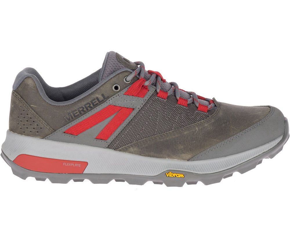 Merrell Hiking Shoes Grey/Red - Zion - Mens 43PYVWAZT